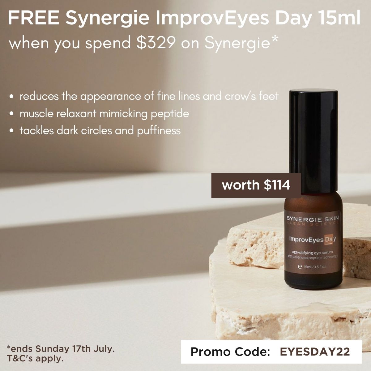 Free Synergie ImprovEyes Day 15ml Offer. Login to purchase if enabled for Synergie or Email/Phone to Enquire.