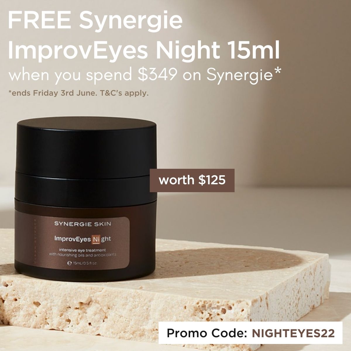 Free Synergie ImproveEyes Night 15ml Offer. Login to purchase if enabled for Synergie or Email/Phone to Enquire.